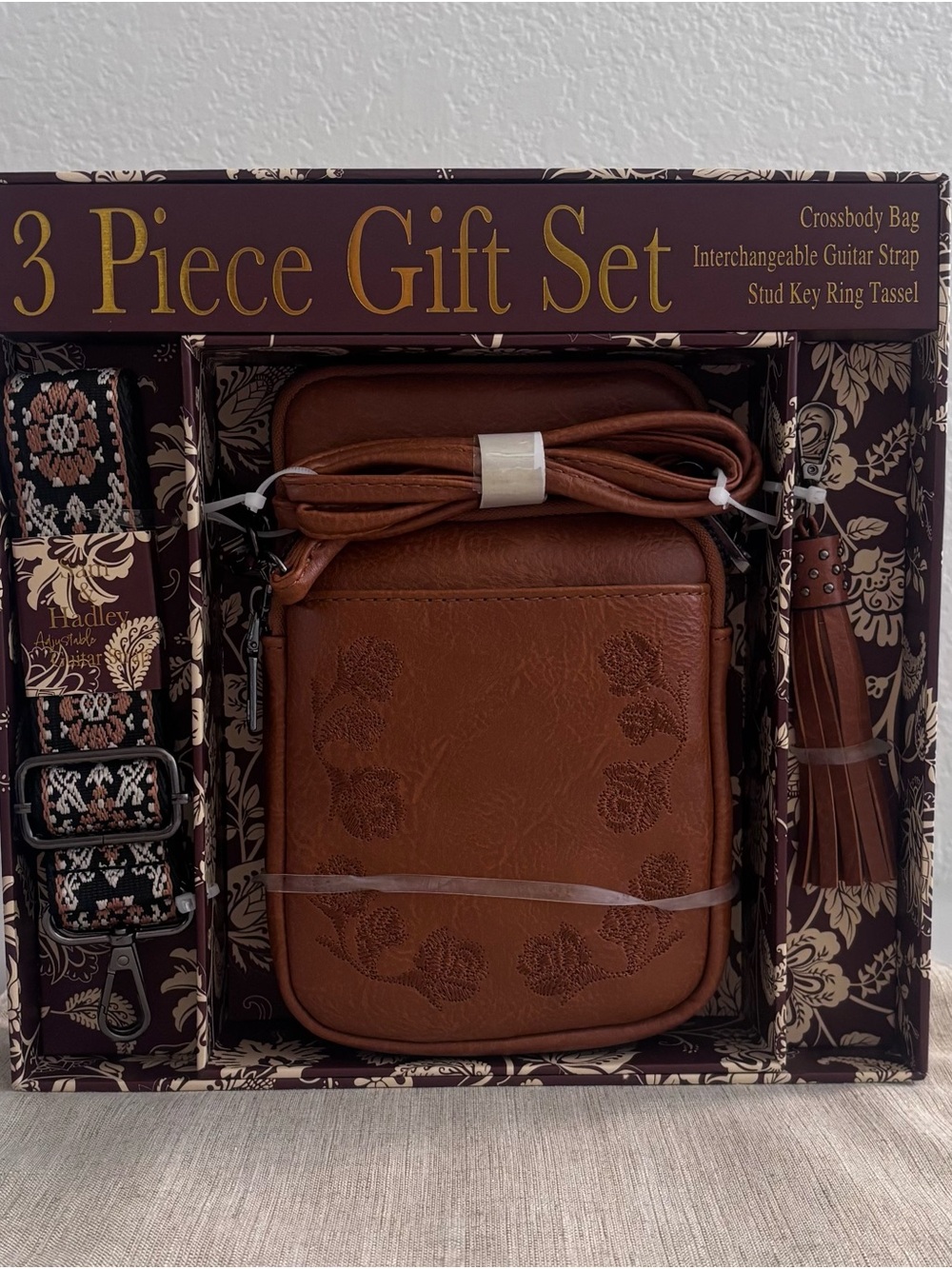 Sam & Hadley 3 Piece Crossbody Bag Gift Set Brown Boho
